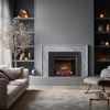 Klaus 26” Electric Fireplace Insert with Trim Kit, Fire Crackling Sound, Resin Log, Glass Door and Mesh Screen, 750/1500W Heater 1