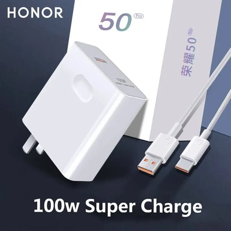 Original Honor 100W Fast Charger EU/US/UK SuperCharge Power Adapter 6A Usb Type C Cable For Honor 200 100 90 80 Magic 8 7 6 Pro