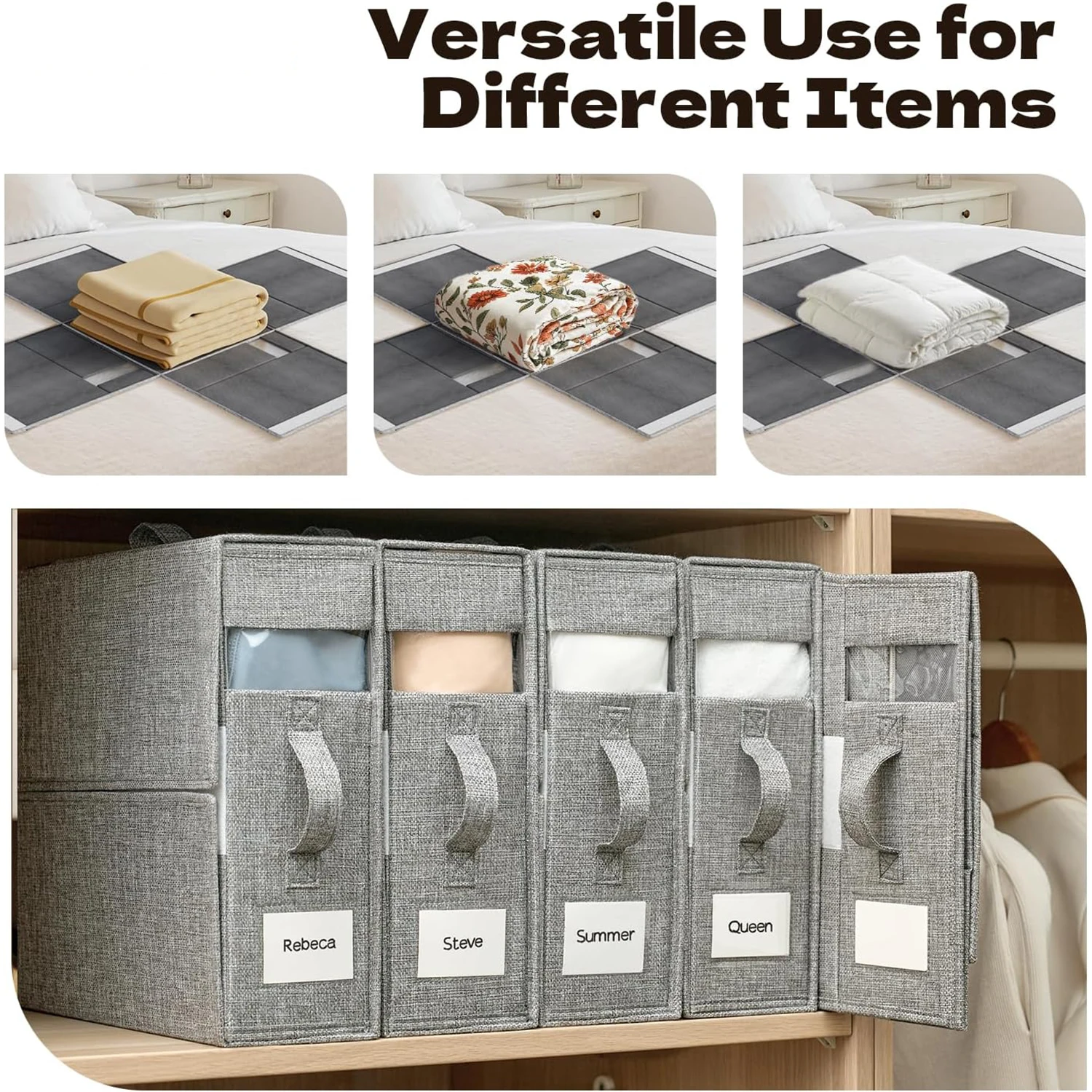 Foldable storage box Household clothing sheet storage  Viewable window zipper partition Non-woven storage box Wardrobe organizer 3