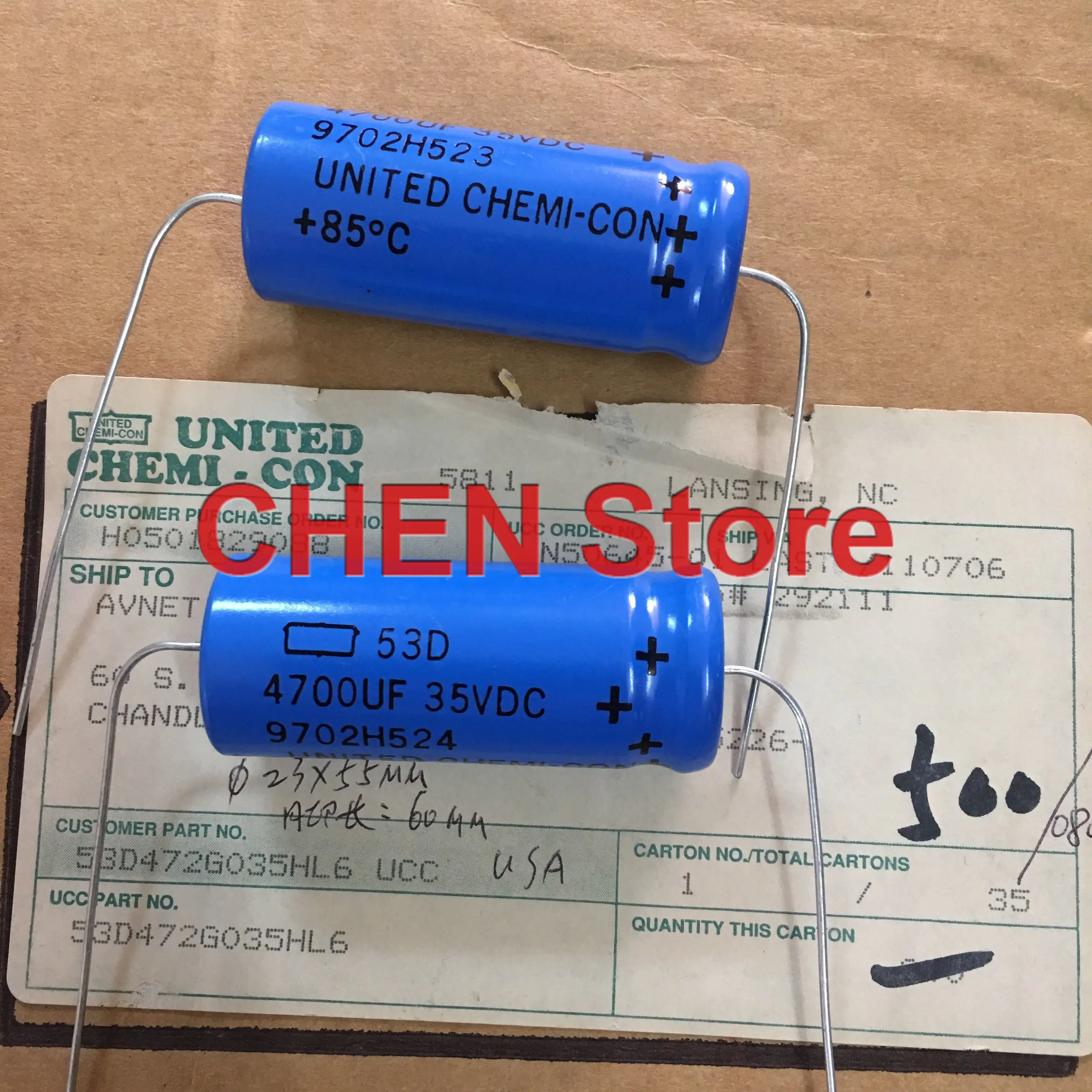 2pcs/4pcs/10pcs SPRAGUE 53D 35V4700UF 23X55MM axial filter electrolytic capacitor UCC 4700UF 35VDC MADE IN USA 4700uf/35v