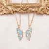 2 Pcs/Set Butterfly Best Friend Pendant Necklace For Women Friends Adjustable Couple Broken Heart BFF Friendship Jewelry Gift 2