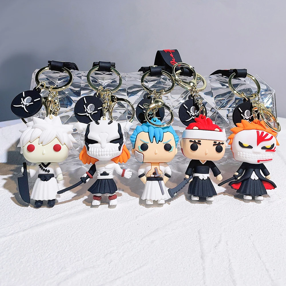 

Anime Bleach Keychain Cosplay Kurosaki Ichigo Silicone Pendant Keyring Car Backpack Key Holder Accessories for Fans Quality Gift