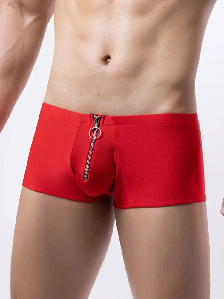

Sexy Low Waisted Men's Panties New In Now Zipper Bulge Pouch Boxer Underwear Men Underpants Breathable Sexiest Sissy Clothing
