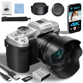 75MP Digital Camera for Photography & Video, 4K VloggingCamera with 3inch Touch Flip Screen &18X Digital Zoom, AutofocusCompact 1