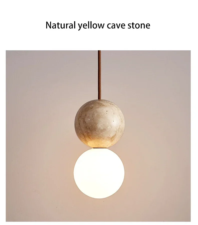 Led Pendant Light Stone Cream Retro Chandelier image 7