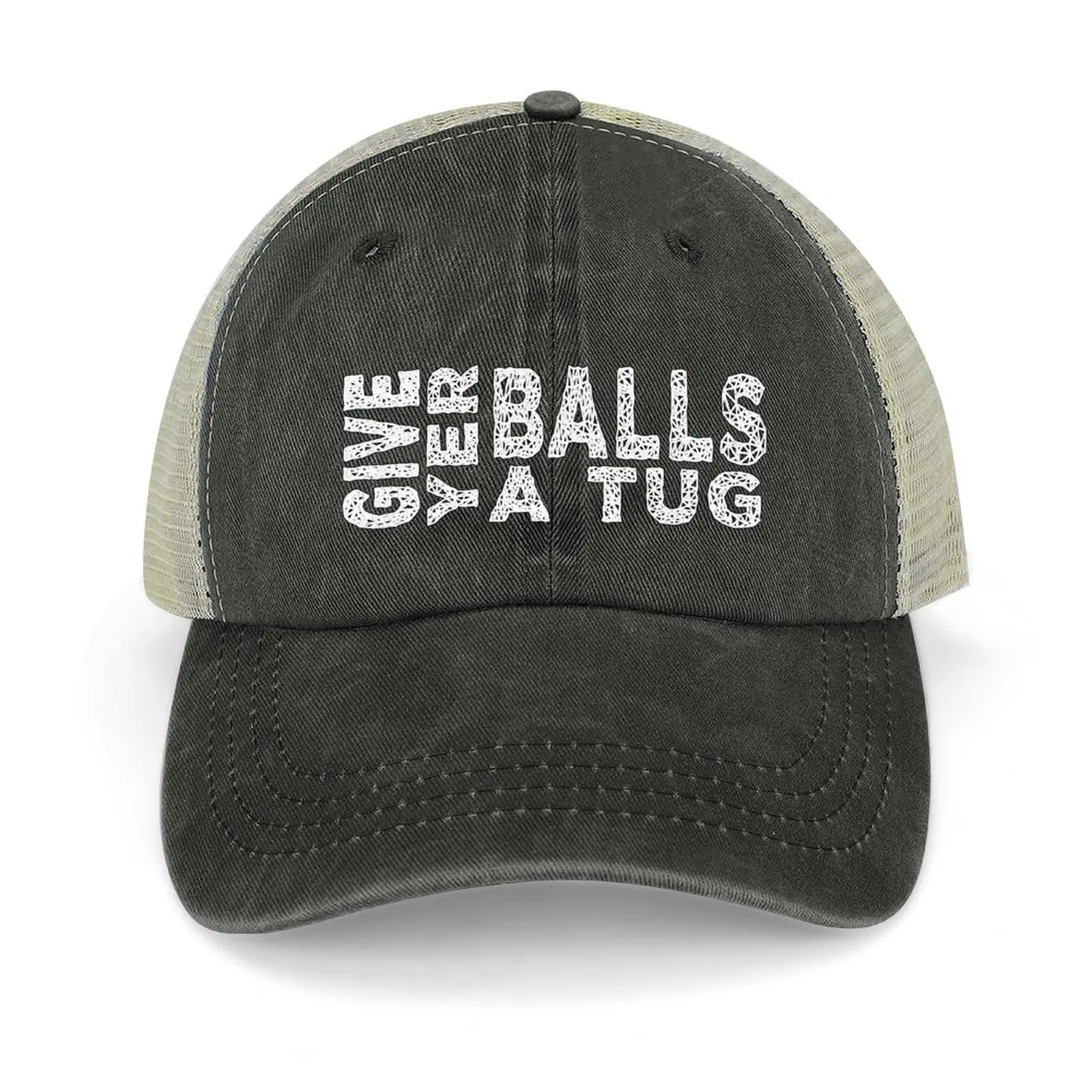 

Give yer balls a tug Cowboy Hat Uv Protection Solar Hat Snap Back Hat Fishing cap Rugby Hats Man Women's