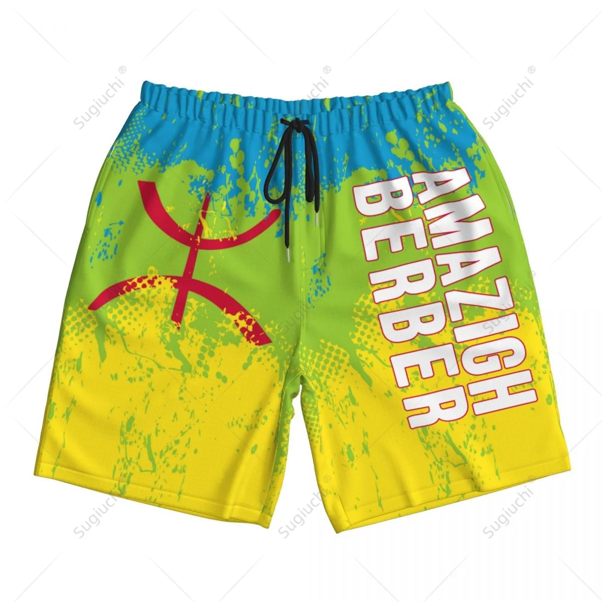 Men's Amazigh Berber Flag Beach Pants Board Shorts Surfing Boys Soccer Cycling Swimwear Running Polyester 4