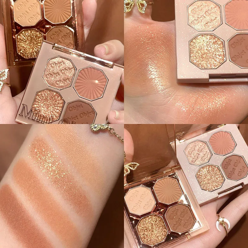 Eye Shadow Eye Shadow Plate Glitter Makeup Accessories 4 colors Pearly Glitter Eyeshadow Palette Bright Matte Shimmer Eye Shadow Waterproof Pigment Makeup Cosmetics