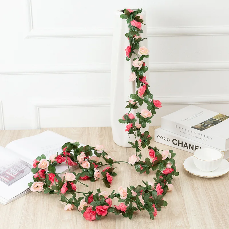 

2.5 M Rose Artificial Flowers Christmas Garland for Wedding Home Room Decoration office decor Garden Arch DIY Fake Plant Vine