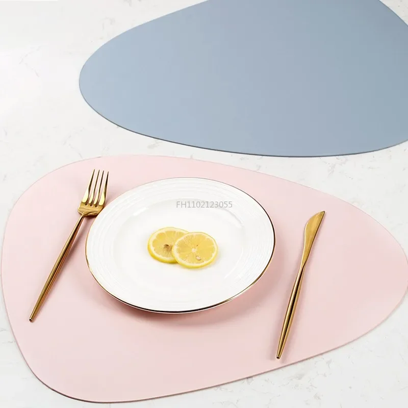 Nordic Western Placemat Double-layer Irregular Oil-proof Heat Insulation Pad Hotel Leather PU Table Mat Dinner Plate Mat&coaster