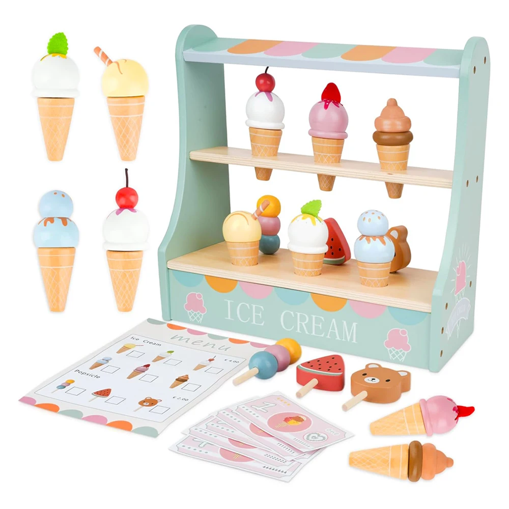 Wooden Ice Cream & Coffee Maker Pretend Play Set