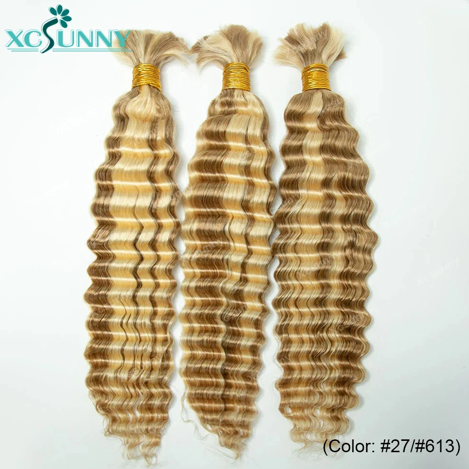 4 27 30 Human Hair Braiding Hair Bundles Deep Wave Bulk Hair For Boho Braids Human Hair Extensions Double Drawn 6