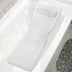 Luxurious Full Body Massage Bath Mat with Head and Neck Cushion (White)
