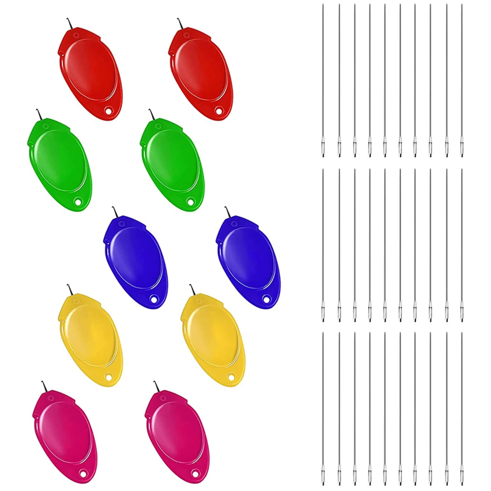 

30Pcs Hand Sewing Needles with Thumb Needle Threader Kit Hand Stitching Needles Plastic Threader for Quilting Needlework Tools