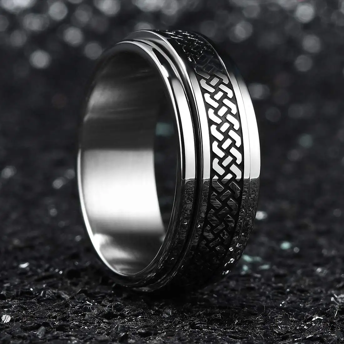 Fashion Men Stainless Steel Anxiety Fidget Spinner Rings Viking Infinity Intertwined Celtic Knot Rings For Men Wedding Jewelry wedding rings jewelry rings ring jewelry signet ring fidget rings