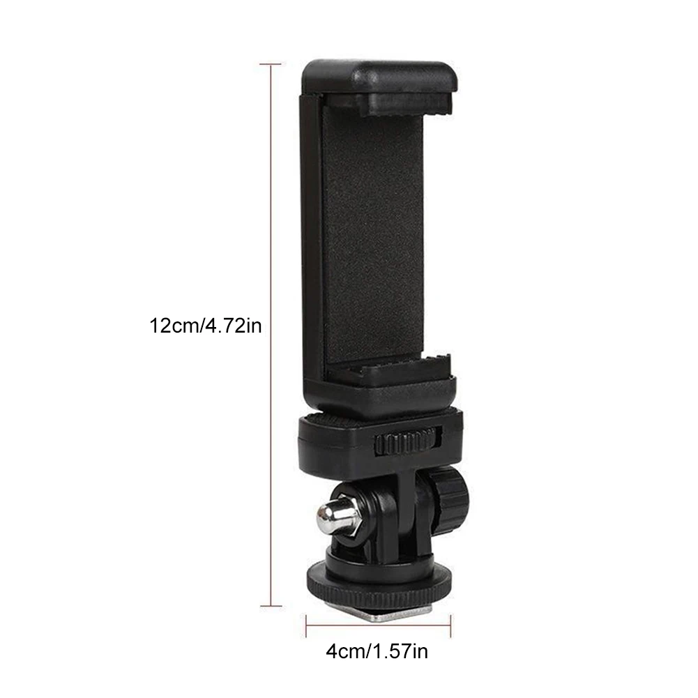 Camera Hot Shoe Phone Tripod Mount Adapter 360° Rotation Camera Hot Shoe Phone Holder for Canon Nikon Sony DSLR Camera