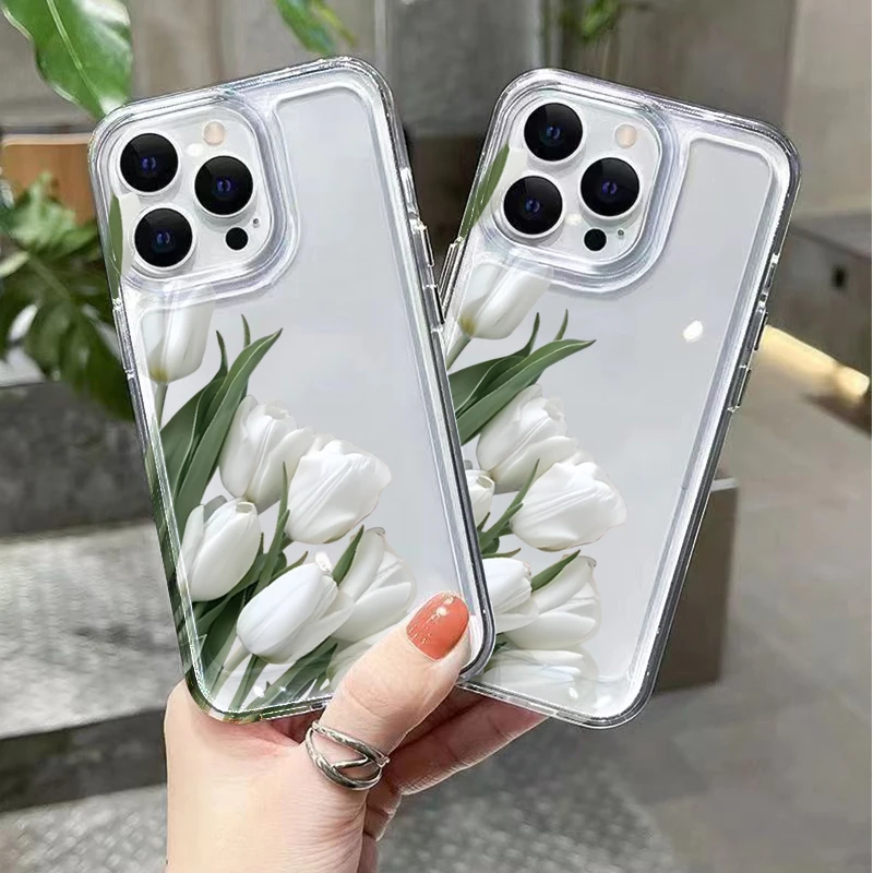 Aesthetic White Tulip Protective Phone Case