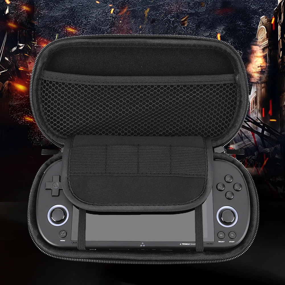 For Trimui Smart Pro Game Console EVA Hard Carrying Case with Tempered Glass Film EVA Protective Case Waterproof Storage Bag