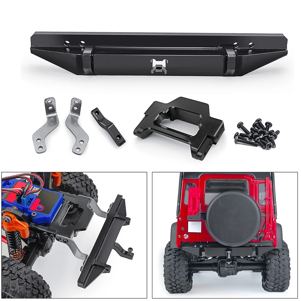 AXSPEED paraurti anteriore posteriore in metallo con luci a LED per 1/18 RC Crawler Car TRX4-M Defender Upgrade Parts  26