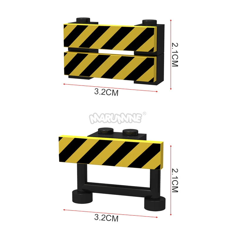 Marumine Traffic Road Sign Light Lamp Block Brick City Street View Accessories Signpost Barrier Speed Limit Indicator Warning - Image 4