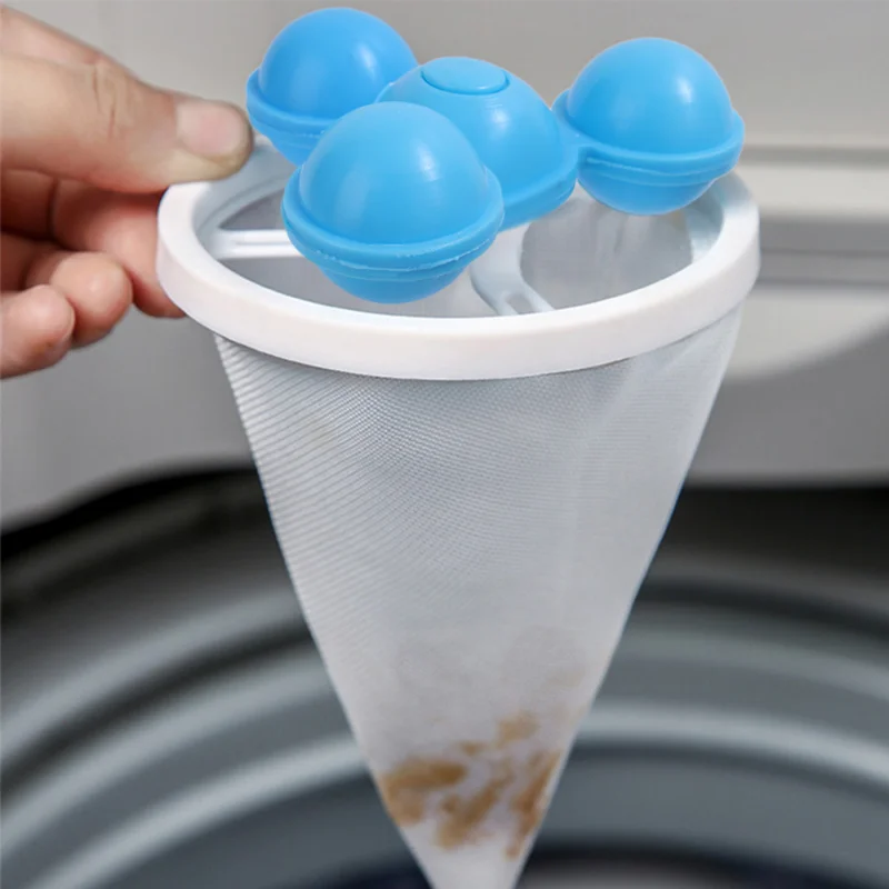 Reusable Washing Machine Filter Bag Floating Lint Hair Catcher Pet Hair Remove Dirt Collection Mesh Laundry Ball Cleaning Tools