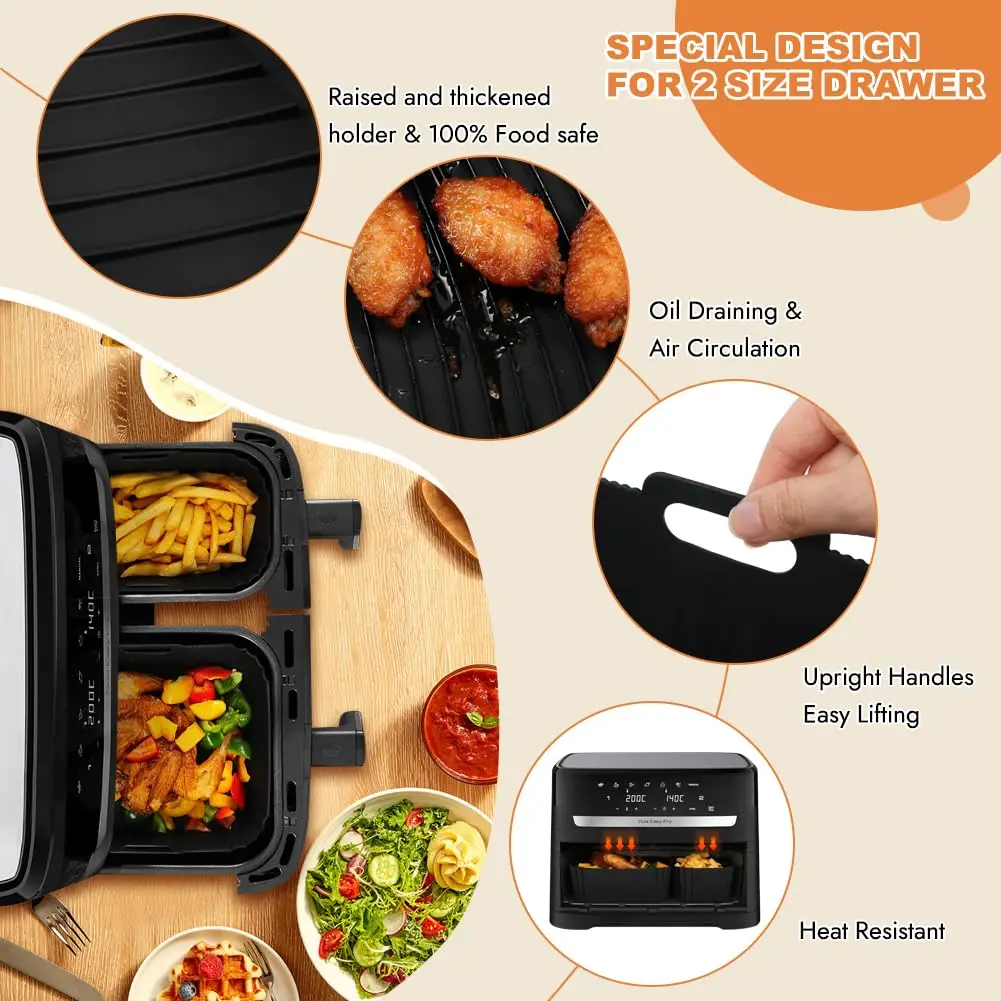 Premium Silicone Air Fryer Molds Set - Non-stick Baking Liners & Cooking Accessories
