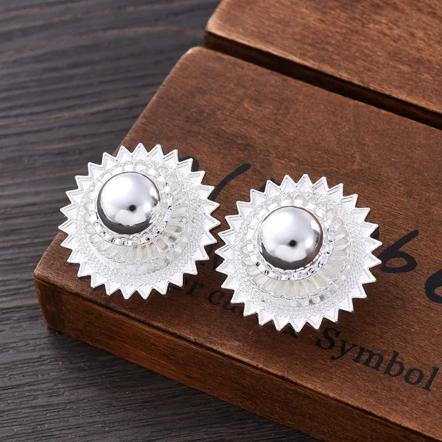 Silver Plated Fashion Ethiopian Big Size Earrings/2PCS Pendant/Ring Jewelry Set Silver Plate Africa Bride Wedding Eritrea  Gift 4