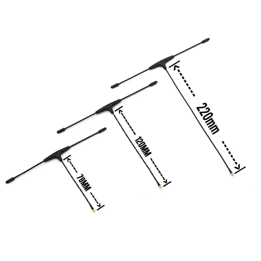 Vue rapprochée de l'Antenne Immortal T v2 5.8GHz avec ses trois longueurs de câble 78/120/220mm.