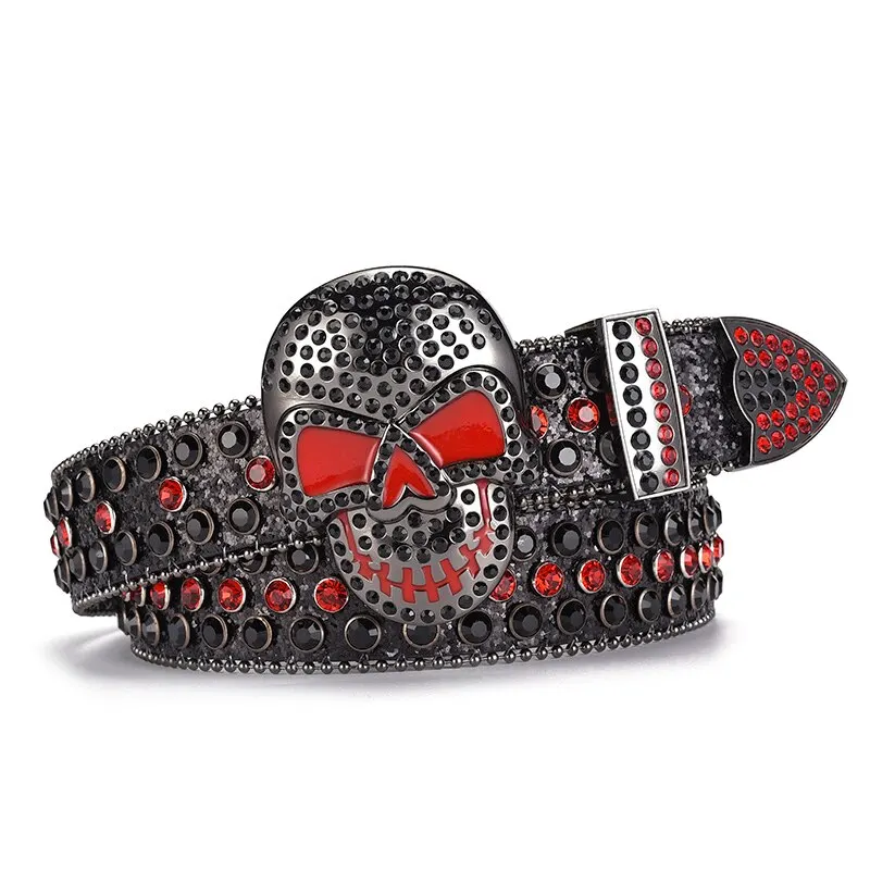 Women's Jeans Skull Head Buckle Rhinestone Belt Y2K Belt Shiny Rivet Design Pu Belt Artificial Diamond Belt Punk Rock Men's Belt