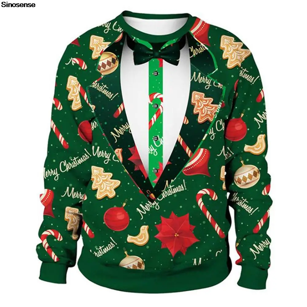 

Men Women Autumn Winter Ugly Christmas Sweater Pullover Holiday Party Crewneck Sweatshirt 3D Funny Printed Xmas Jumpers Tops