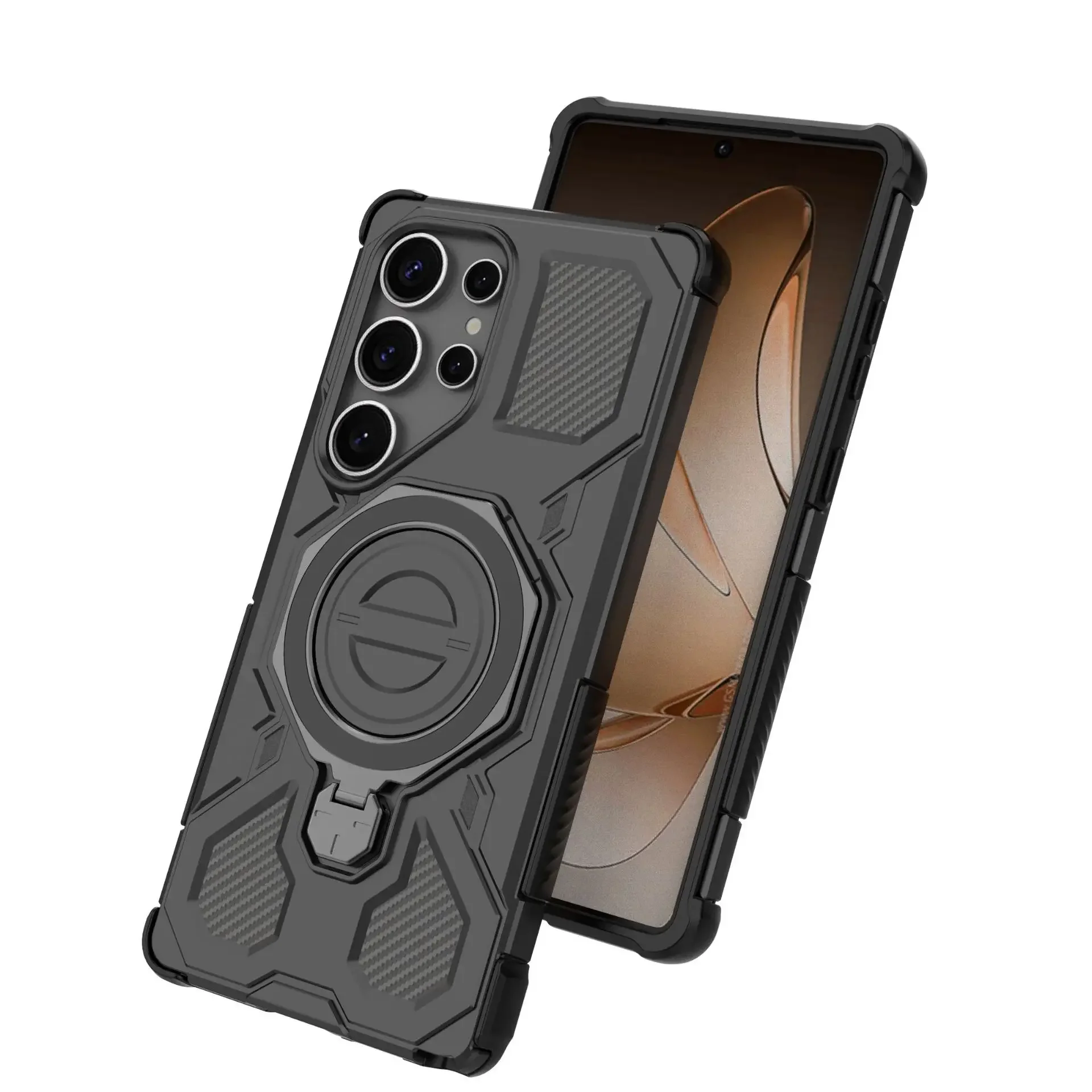 Invisible Stand Phone Case with 360° Rotatable Magnetic Ring Holder - Shockproof PC+TPU Cover