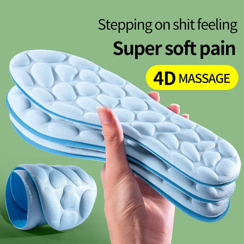 4D Sport Insoles for Shoes Women Men Deodorant Breathable Cushion Running Insoles for Feet Orthopedic Massage Running Care Pads