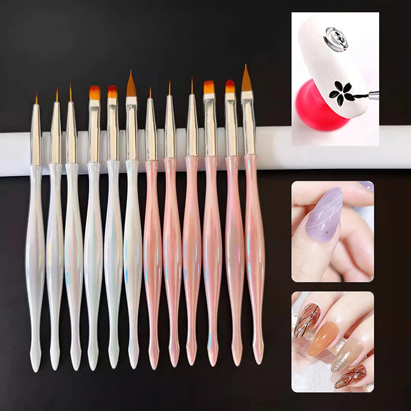 6PCS/PACK UV Gel Nail Brush DIY Painting Pen Manicure Acrylic Drawing Brush For Nail Art Design Nails Tip Display Painting Tool