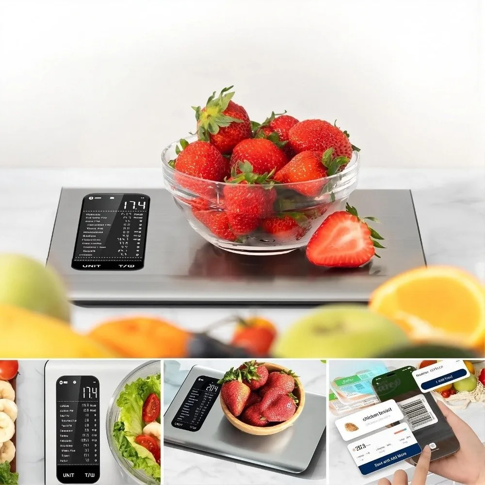 Stainless Steel Smart Nutrition Food Free App With 19 Nutrients Tracking Calculator Nutritional Tracker Scale_voghion.com