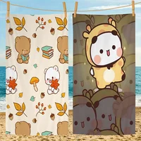 M-Milk Mocha Bear Cute Bath Towel Microfiber Soft Water Absorbing Breathable For Girl Kids Decorative Cartoon Beach Towel 1