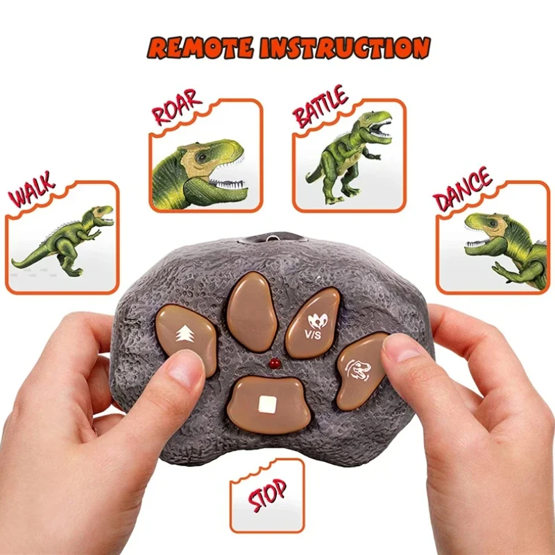 Electric RC Dinosaur Kids Pet Toys Tyrannosaurus Rex Remote Control Animal Model Eyes Shine Walk Sounds For Boy Children Gifts 3