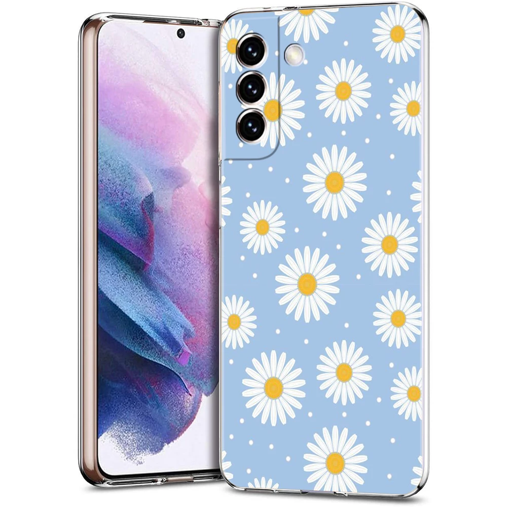 Frische kleine Gänseblümchen Blumen etui für Samsung S24 S23 S22 S20 S21 Fe Ultra S24 S23 S10 S10E S9 S8 plus 5G transparente Telefon hülle – Detail 5