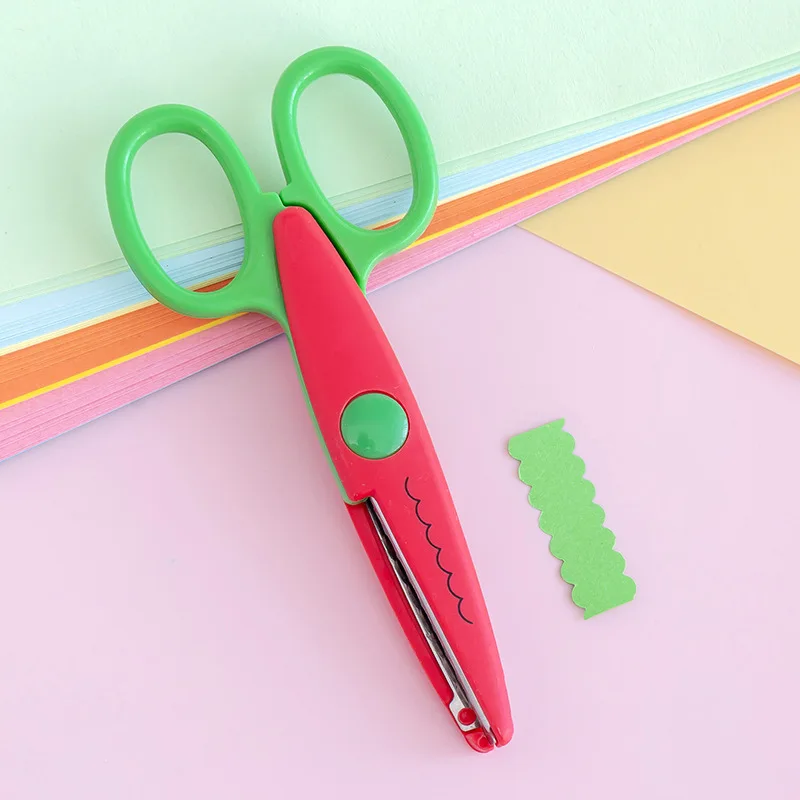 Creative Wavy Pattern Safety Scissors Kawaii Lace Scissors Paper Cutter DIY  Handmade Card Photo Scissors Office School Supplies - AliExpress