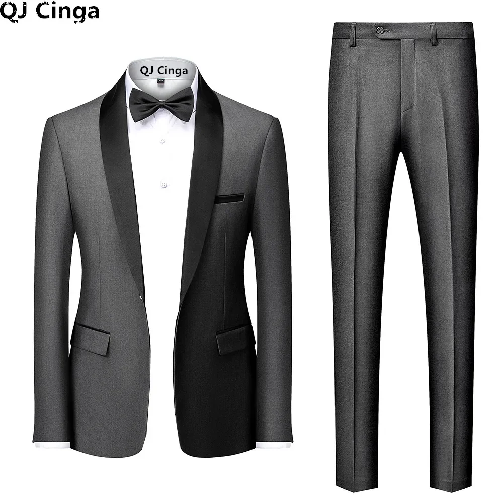 Men 2 Pieces Formal Suit Business Men Clothing Asian Size