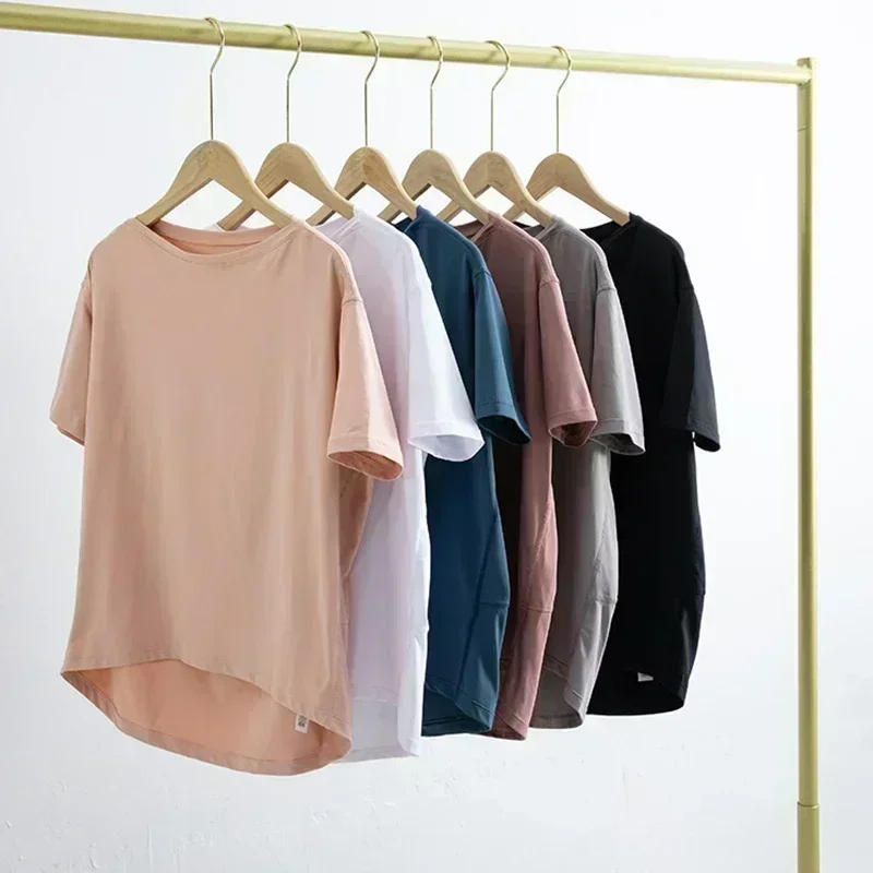 Lemon Women Yoga Short Sleeve Back In Action Summer Loose Sport Shirts Clothing Gym Wear Workout Short Sleeve T-shirt Sportswear