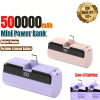 Новый мини-капсульный внешний аккумулятор емкостью 500000 мАч, портативный внешний аккумулятор большой емкости с сверхбыстрой зарядкой для iPhone, Samsung, Huawei