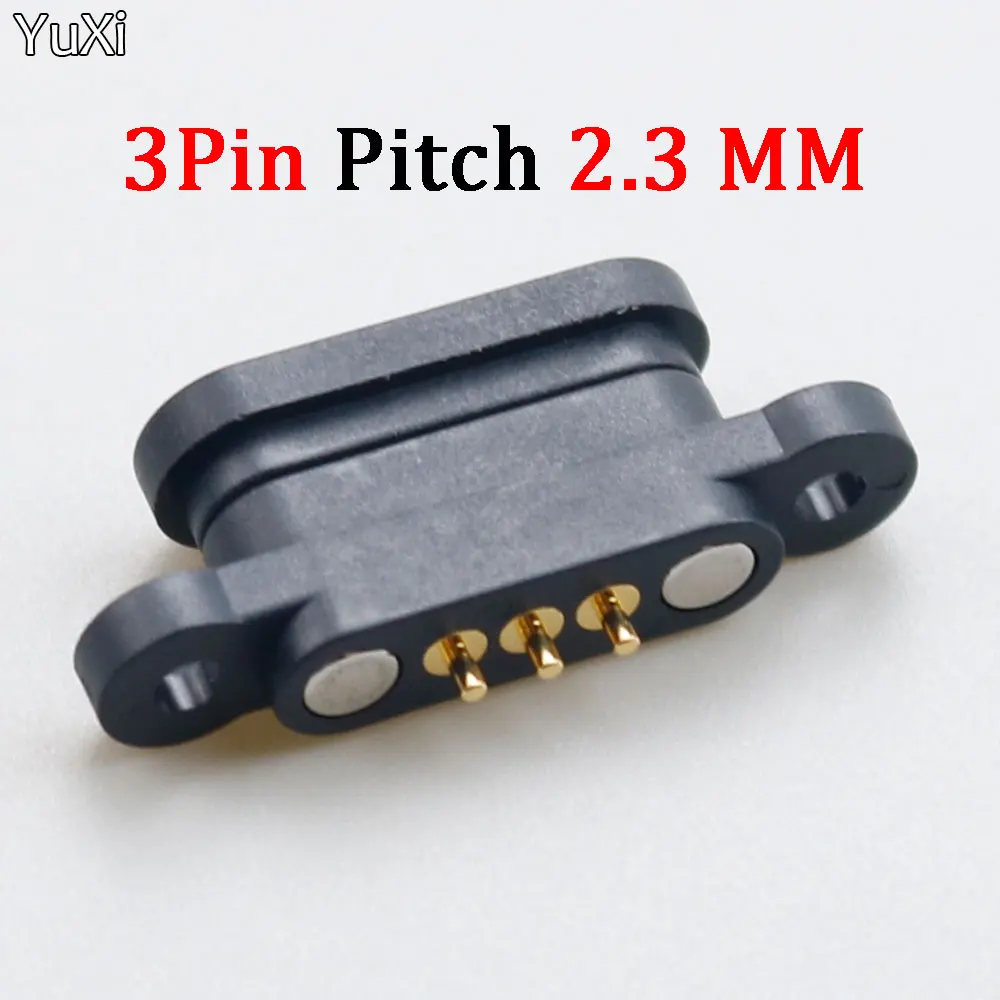 1 Paar Magnetfeder-Pogo-Pin-Stecker 3-poliger Abstand 2,3mm durch Löcher Leiterplatte halterung Stecker Buchse Sonde Strom ladung