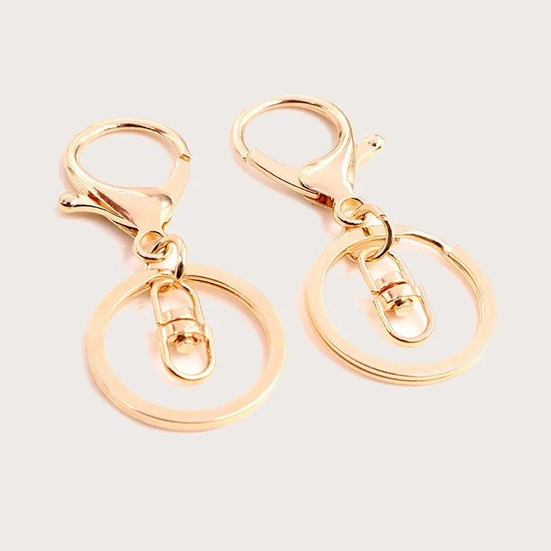 2pcs/lot Bag Key Ring Length 65mm Popular Classic Gold Plated Lobster Clasp Key Hook Chain Jewelry Making For Bag Keychain