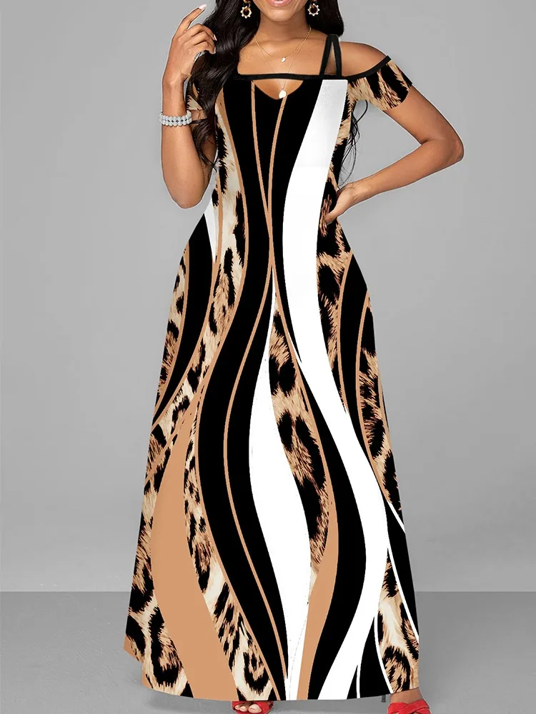 

Женское Повседневное платье макси на завязках, дизайнерское платье с карманами и леопардовым принтом в стиле пэчворк, осень 2023