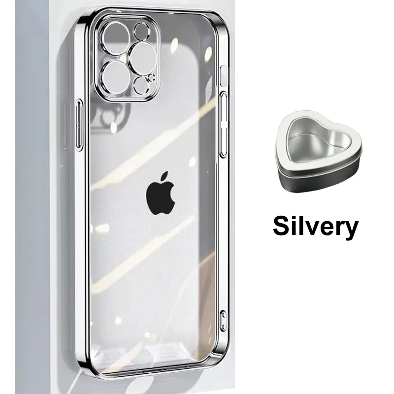 thumbnail image 1 of Original Straight Edge Plating Cover For Apple Clear Case Iphone 11 12 13 14 Pro Max Mini 7 8 Plus Xr Xs X Full Camera Protector, 1 of 5