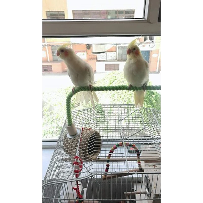 Bird Bite Toy Parrot Standing Woven Rope Toy Bird Chew Bendable Pet Parrot Standing Perches for Parakeet