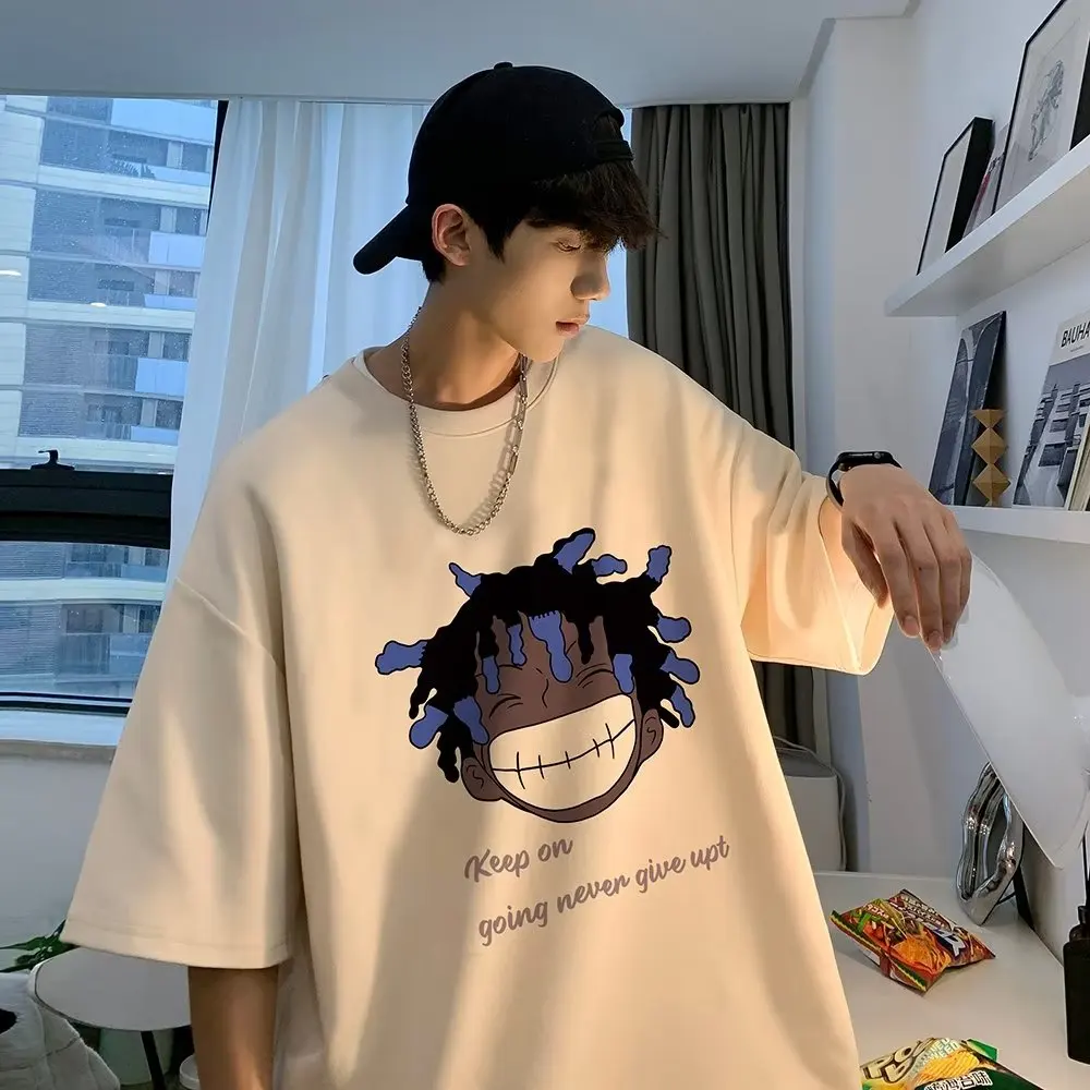 

Oversized Shirt Men's Y2k Short Sleeve Clothing Cool Vintage Youth Fashion And Harajuku Manga Streetwear Casual Printing