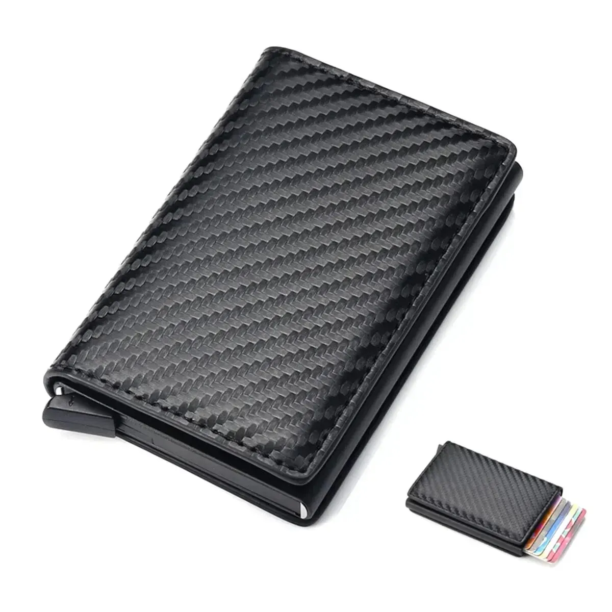 Wallet Card Holder Rfid Aluminum Men Wallet Card Holder Purse Carbon Fiber Men Business Slim Thin Smart Wallet Credit Cardholder Case Note Holder
