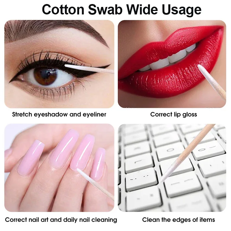 100pcs/pack White Pointed Cotton Swabs Multi-purpose Mini Makeup Cotton Swabs Eyelashes Nails Household Travel Cleaning Tools 5