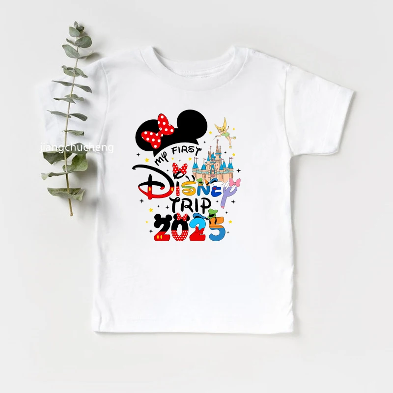 New My First Disney Trip 2025 Kids Tshirts Funny Short Sleeve Boys Girls Disney Vacation T Shirt Mickey Minnie Children Clothes 6